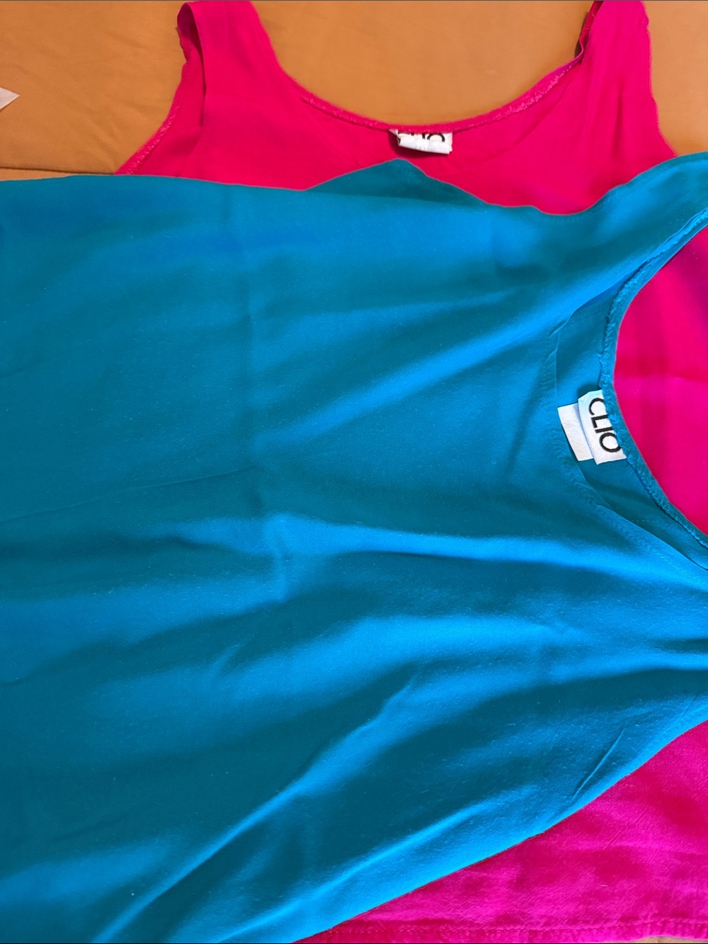 cleo Teal and Hot Pink Layered Tank Tops
